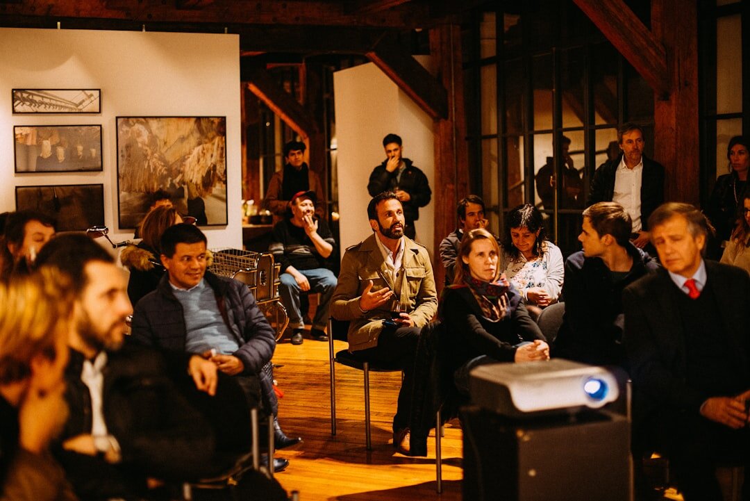 Audience listening at a public lecture